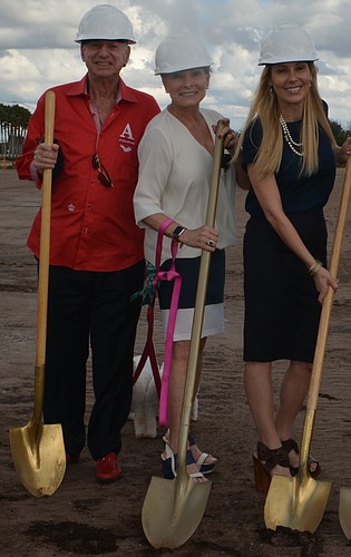 Robert Haft and Noelle Haft, the majority stockholders of Mercedes Medical, and CEO Alex Miller, break ground for the start of their business at the CORE in Lakewood Ranch.