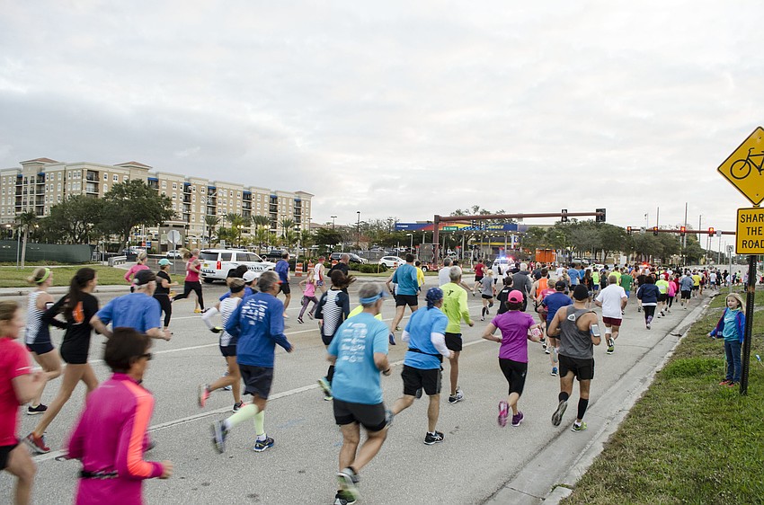 The race course took runners down 10th Street, south on Tamiami Trail and over the RIngling Bridge.