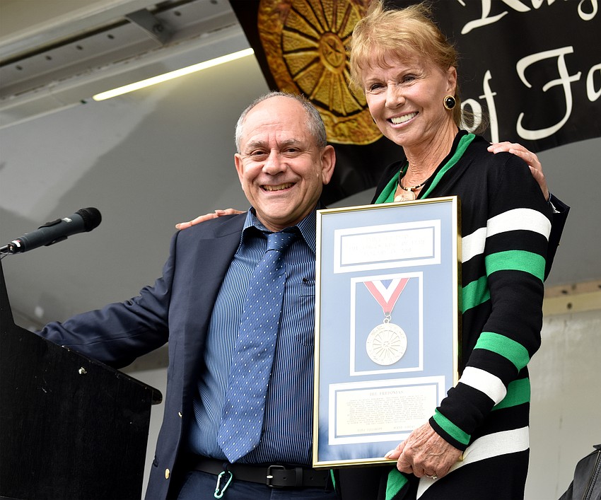 Master of Ceremonies Barry Lubin and Ilona Fullgrap, who was part of The Fredonias.