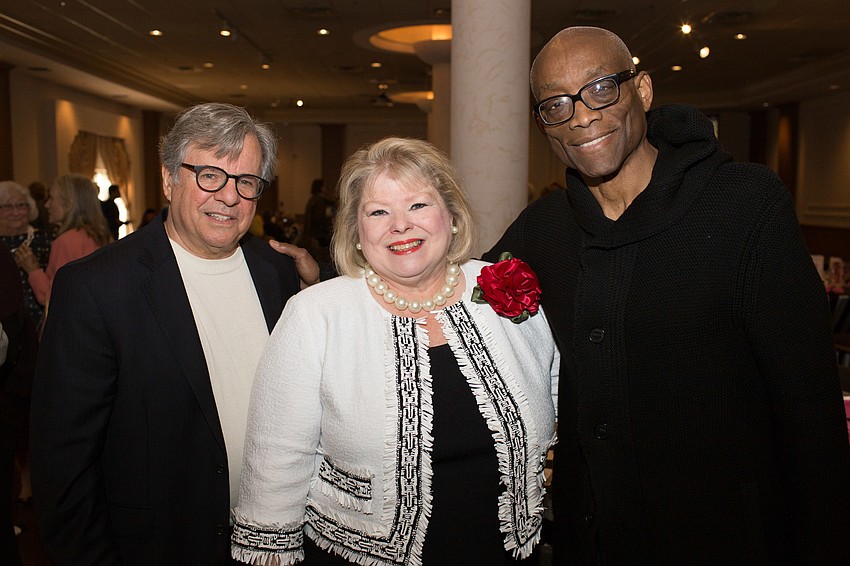 Hermitage Artist Retreat Executive Director Bruce Rodgers, Chairwoman Debbi Benedict and Bill T. Jones, speaker