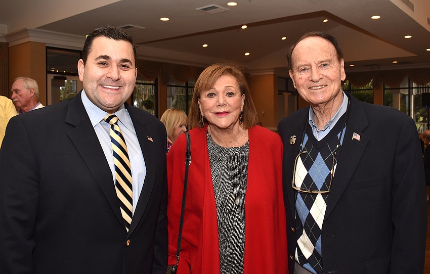 Guest speaker Nick Adams and Helen and Len Glaser