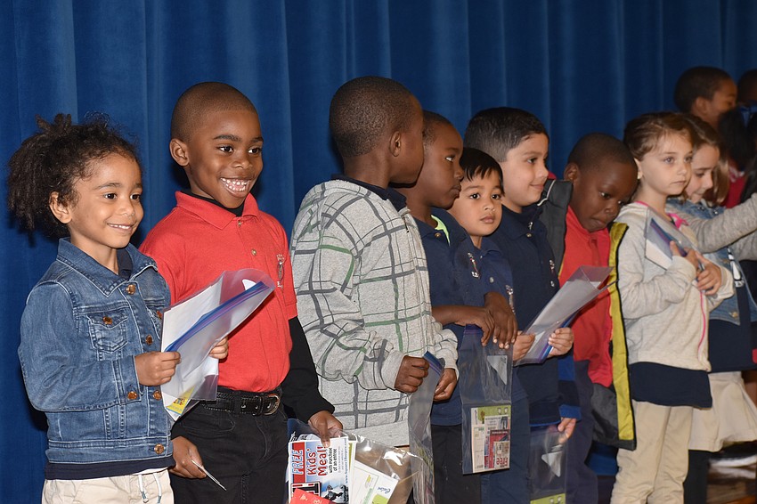 Gocio kindergarteners pose for photos at the pancake breakfast.