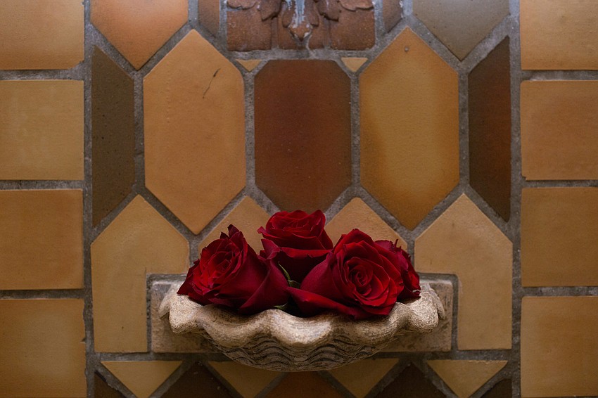 Roses were placed around the Estate.