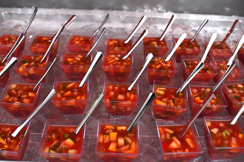 The H2O Bistro of Indigo Hotel served sweet and spicy watermelon gazpacho.