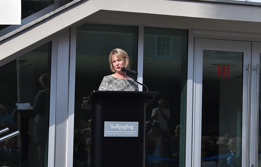 Gulf Coast Community Foundation Senior Vice President for Philanthropy Veronica Brady addresses the crowd.