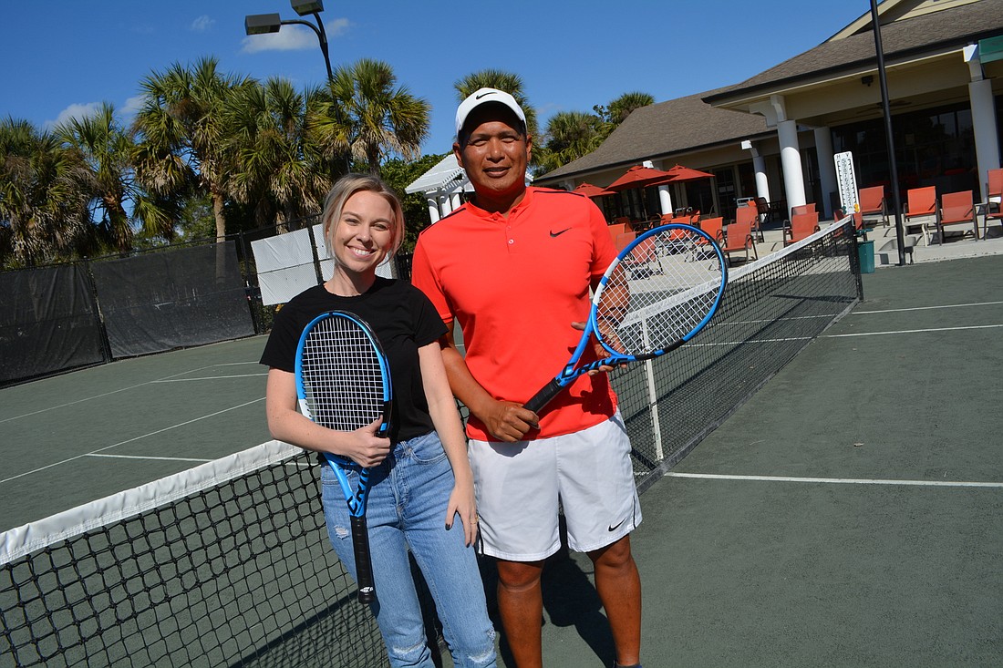 Longtime friends Liz Jones and Chris Marquez, both of Lakewood Ranch, are joining fashion and tennis for a social tennis fundraiser benefiting pets.
