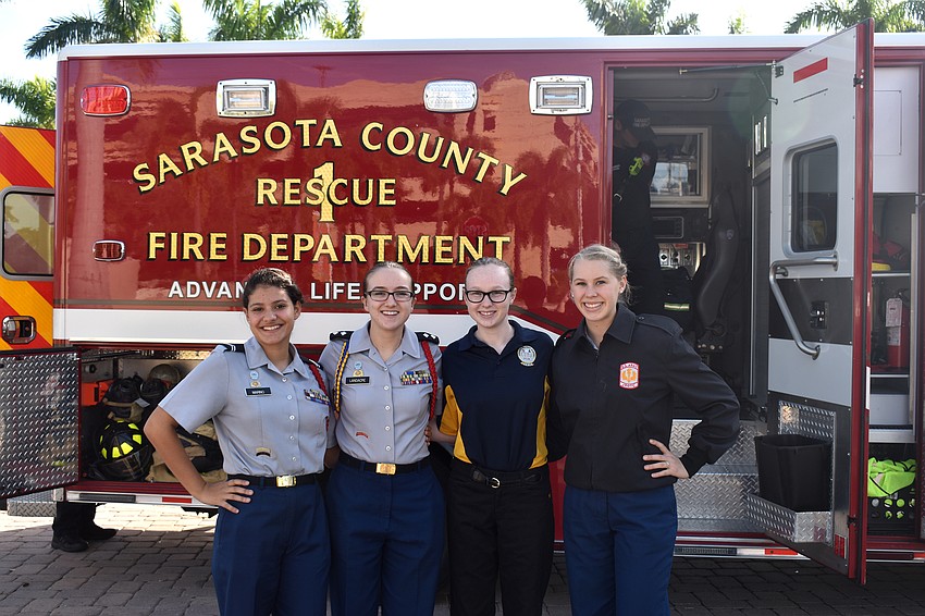 Sarasota Military Academy students Natalie Marino, Alexa Landacre, Rachel Hess and Christa Harding