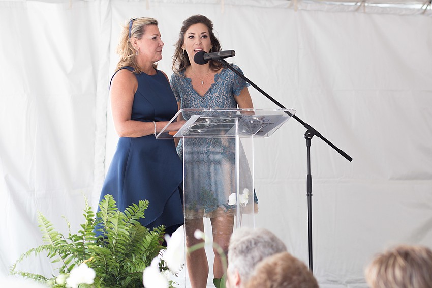 Co-Chairwomen Tammy Karp and Donna Koffman give a welcome speech.