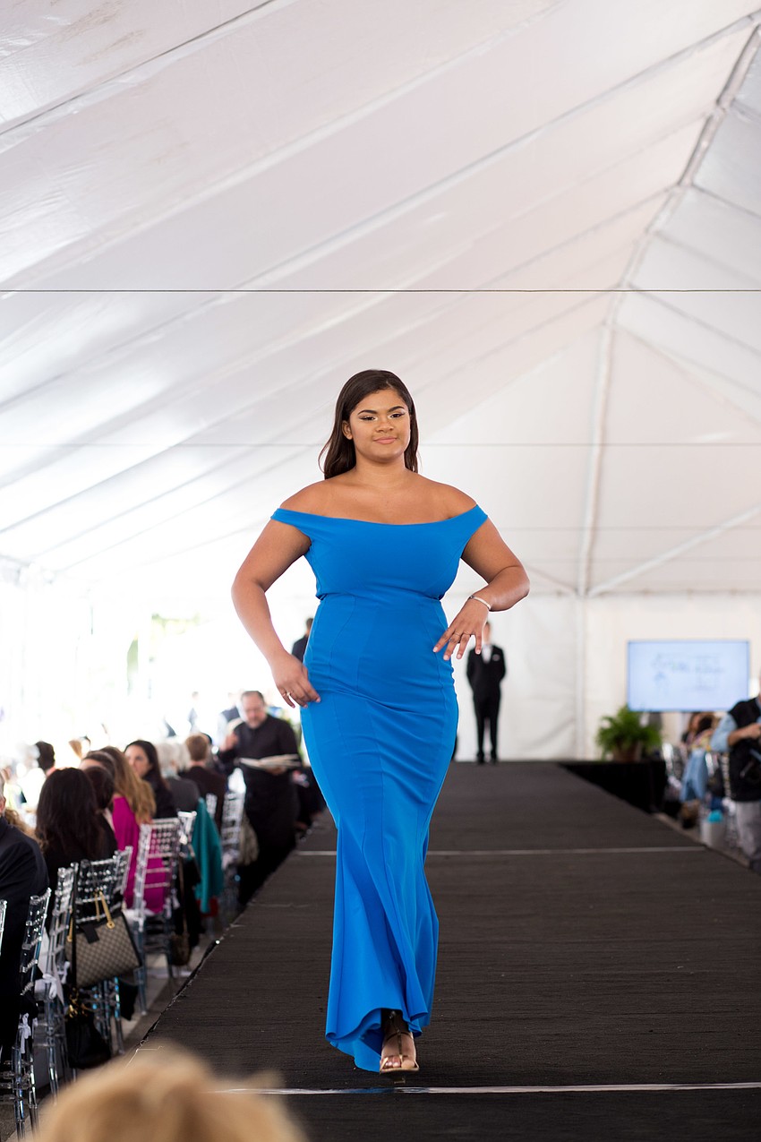 Model Giavanna Solomon walks down the runway.