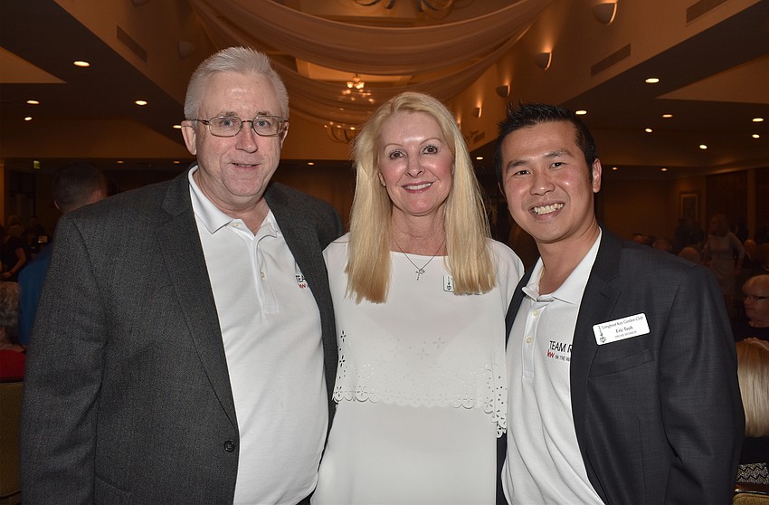 Michael Renick, Longboat Key Garden Club President Susan Phillips and Eric Teoh