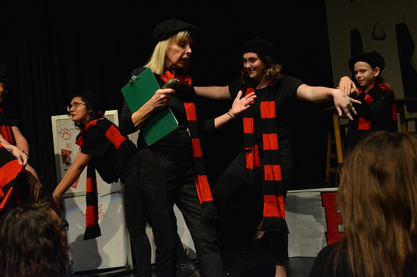 Eighth-grade ODA teacher Kathy Dozier plays Ms. Darbus, the drama teacher, as she tells her detention students to pretend to be animals and encourages creativity.
