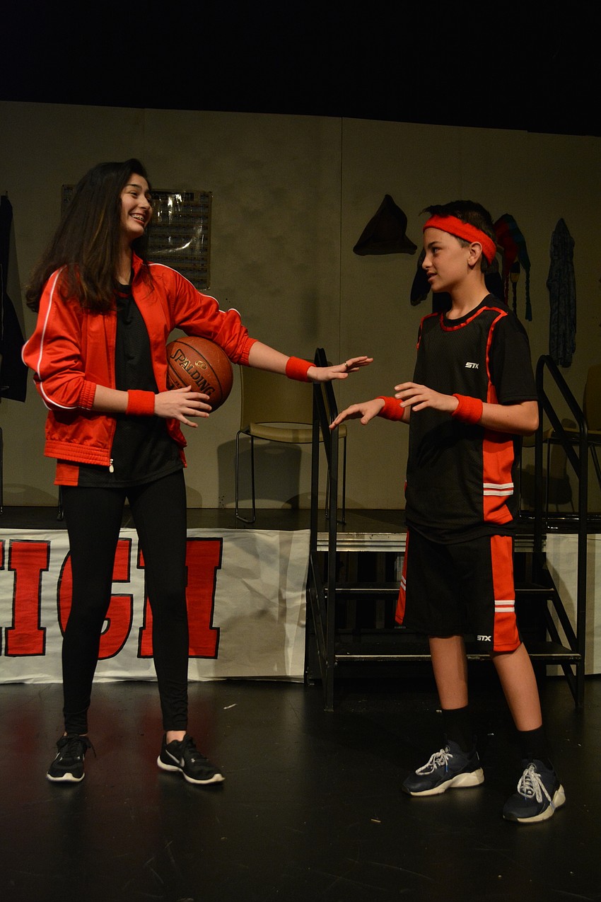 ODA high schooler Kelsey Lugannani and Johnny Robinson, portraying basketball players, talk about the upcoming championships.