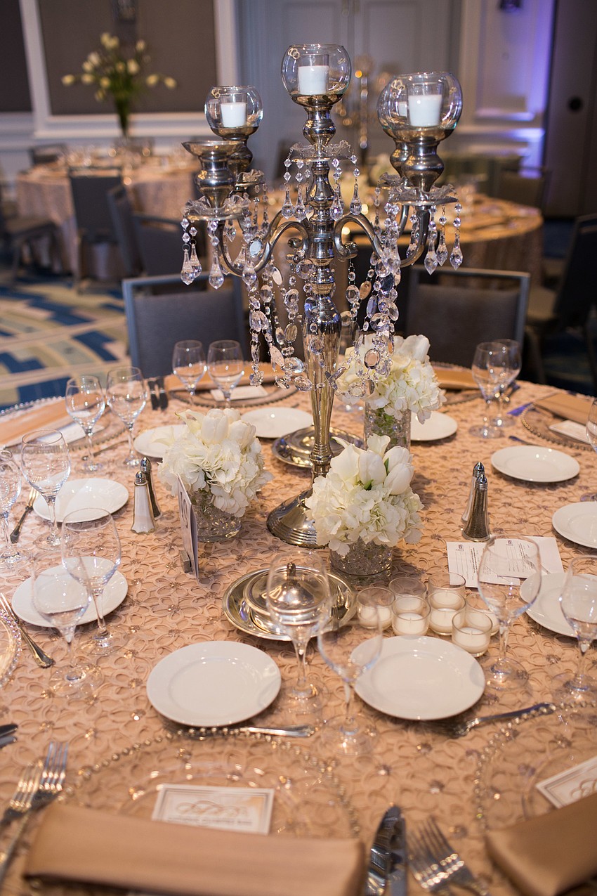 The decor was elegant and matched the theme of the ball, which featured chandeliers.
