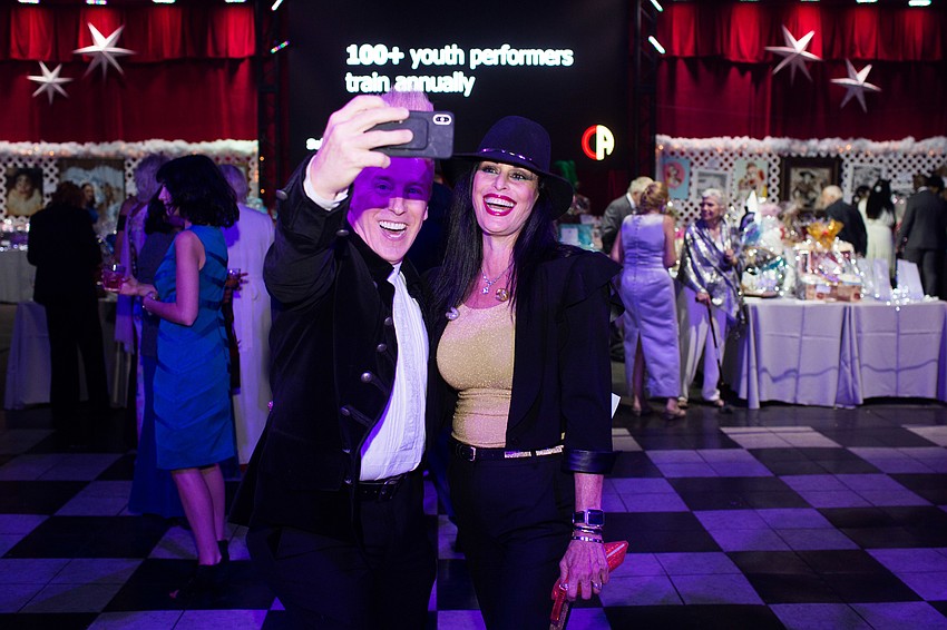 Bello Nock and Sheri Nadelman take a photo together.