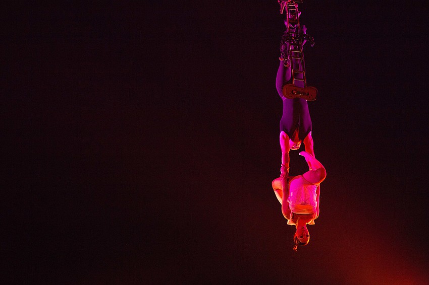 Duo Abramov performs an aerial perch.