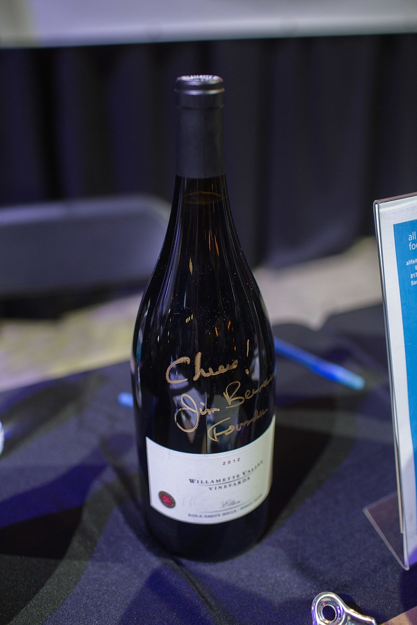 A bottle from Willamette Valley Vineyards out of Willamette Valley, Oregon, signed by the founder of the company, was up for bids at the silent auction.