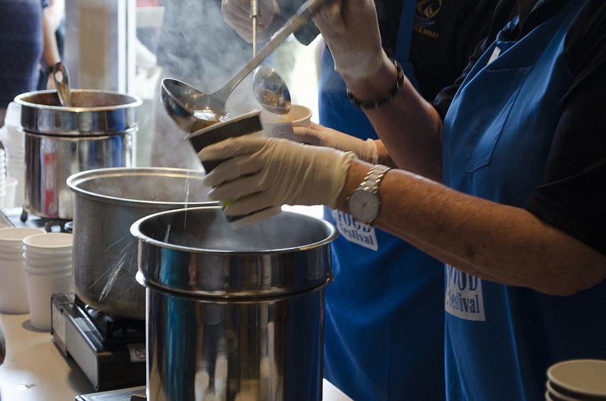 Cabbage soup and chicken soup with matzo balls were available at the festival.