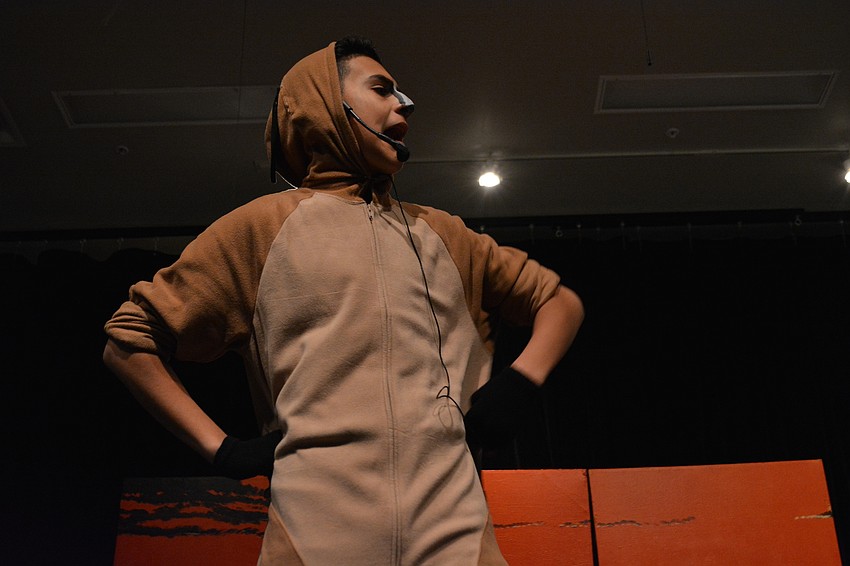 Timon, played by Nicholas Harlin, recognizes immediately that the trio of himself, Pumbaa and Simba will become a twosome after Nala arrives on the scene.