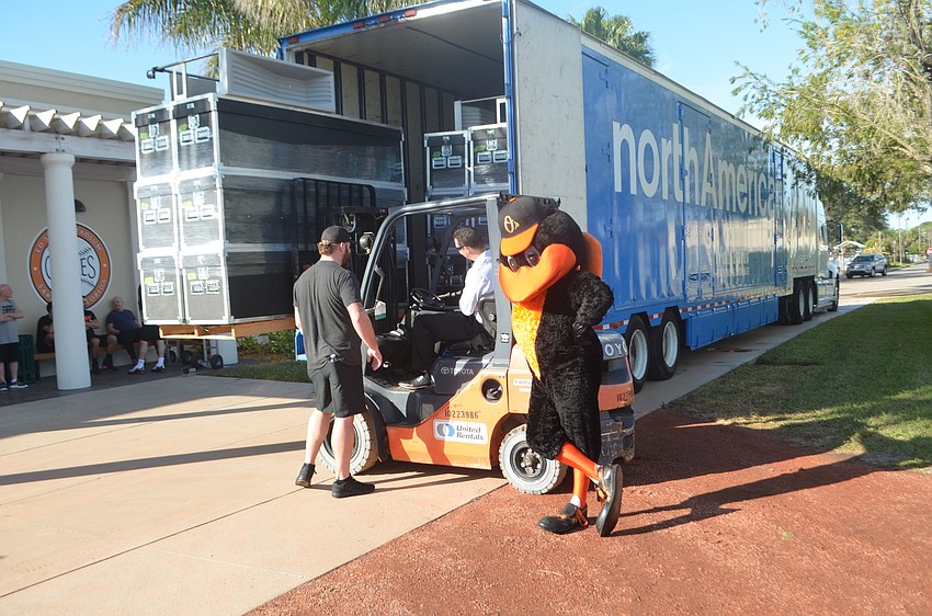 Unloading Day, when the Orioles unpack team athletic equipment at their Sarasota headquarters, christens the spring training season.