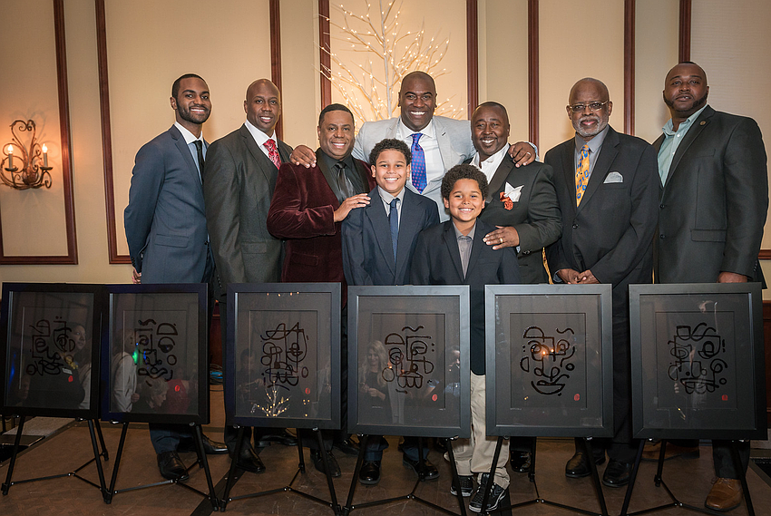 Visible Men IMPACT Award Winners: Maureik Robison, Dominic Harris, Nate Jacobs, Neil Phillips, Floyd Rome, Dr. Washington Hill, Korey Waters with Jeremiah Sanders and Breyon Peterson