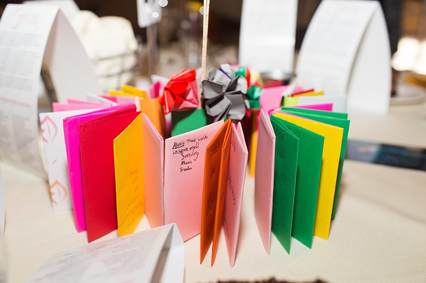 The centerpieces were made by the children in the Dance-The Next Generation program.