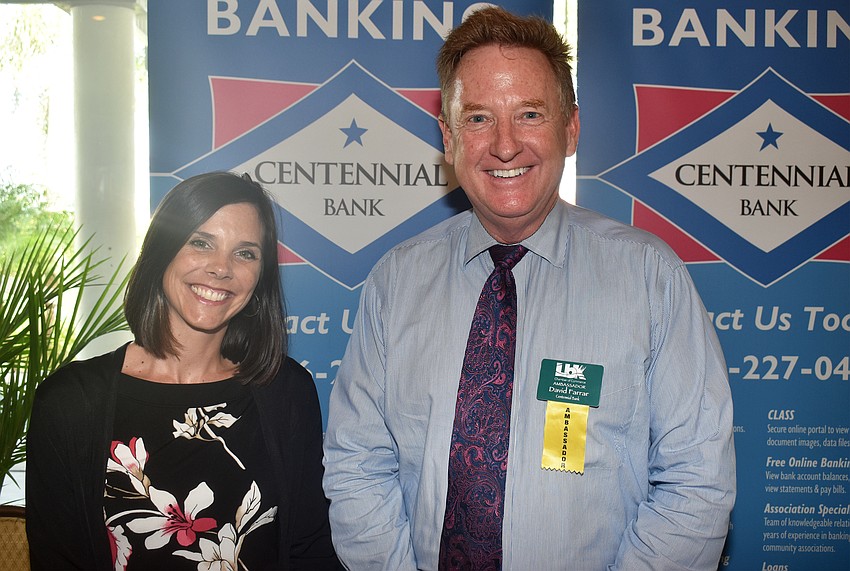 Sheila Lee and David Farrar of event sponsor Centennial Bank