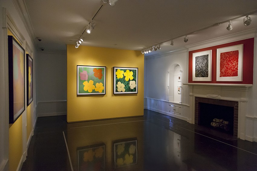 The north gallery features four silkscreen prints, as well as early and later works by the artist from the 1950s through 1980s that focus on floral imagery.  Photo courtesy of Selby Gardens/Matthew Holler