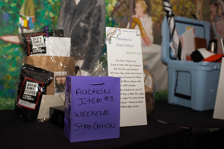 Nine raffle baskets were available to those who got raffle tickets by purchasing beads.