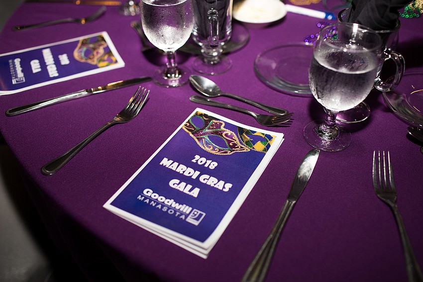 Green, gold and green highlighted the Michael's On East ballroom.