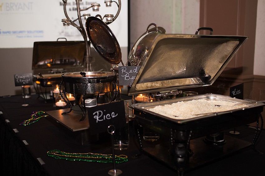 In spirit of St. Louis and the mardi gras, the buffet-style dinner was filled with traditional cajun food.