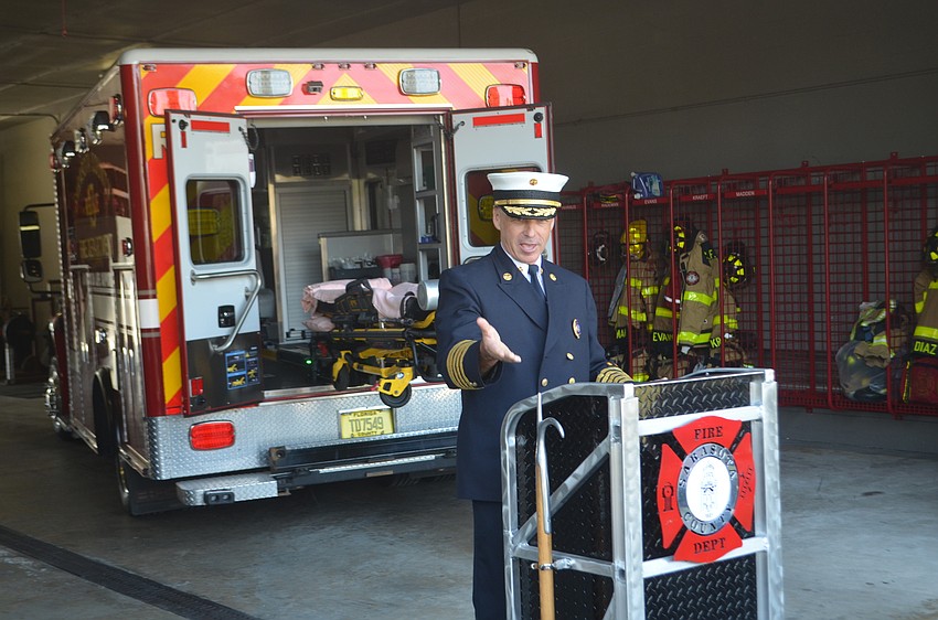 Sarasota County Fire Chief Michael Regnier thanks the donors, saying the new equipment will greatly assist first responders.