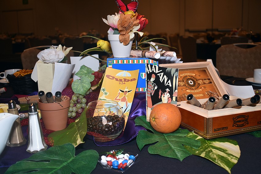 Cuban themed centerpieces adorned each table.