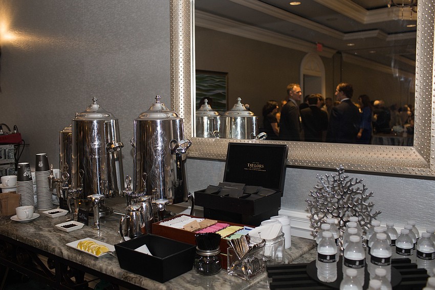 A variety of teas, along with coffee and water were available in the VIP room.