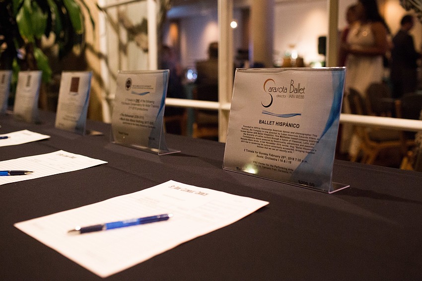 Silent auction items included experiences, such as these tickets for the Sarasota Ballet.
