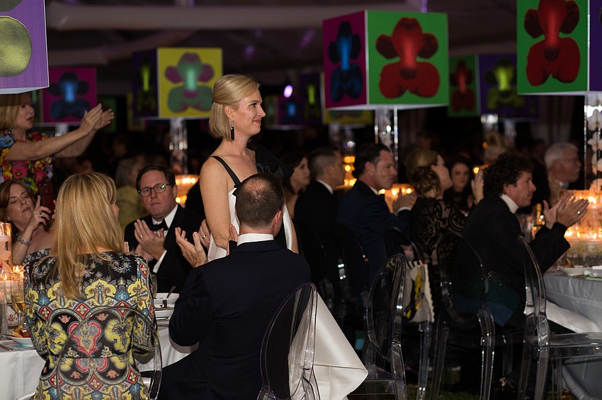 During Rominiecki's speech, she recognized the co-chairwoman for the event and asked them to stand.