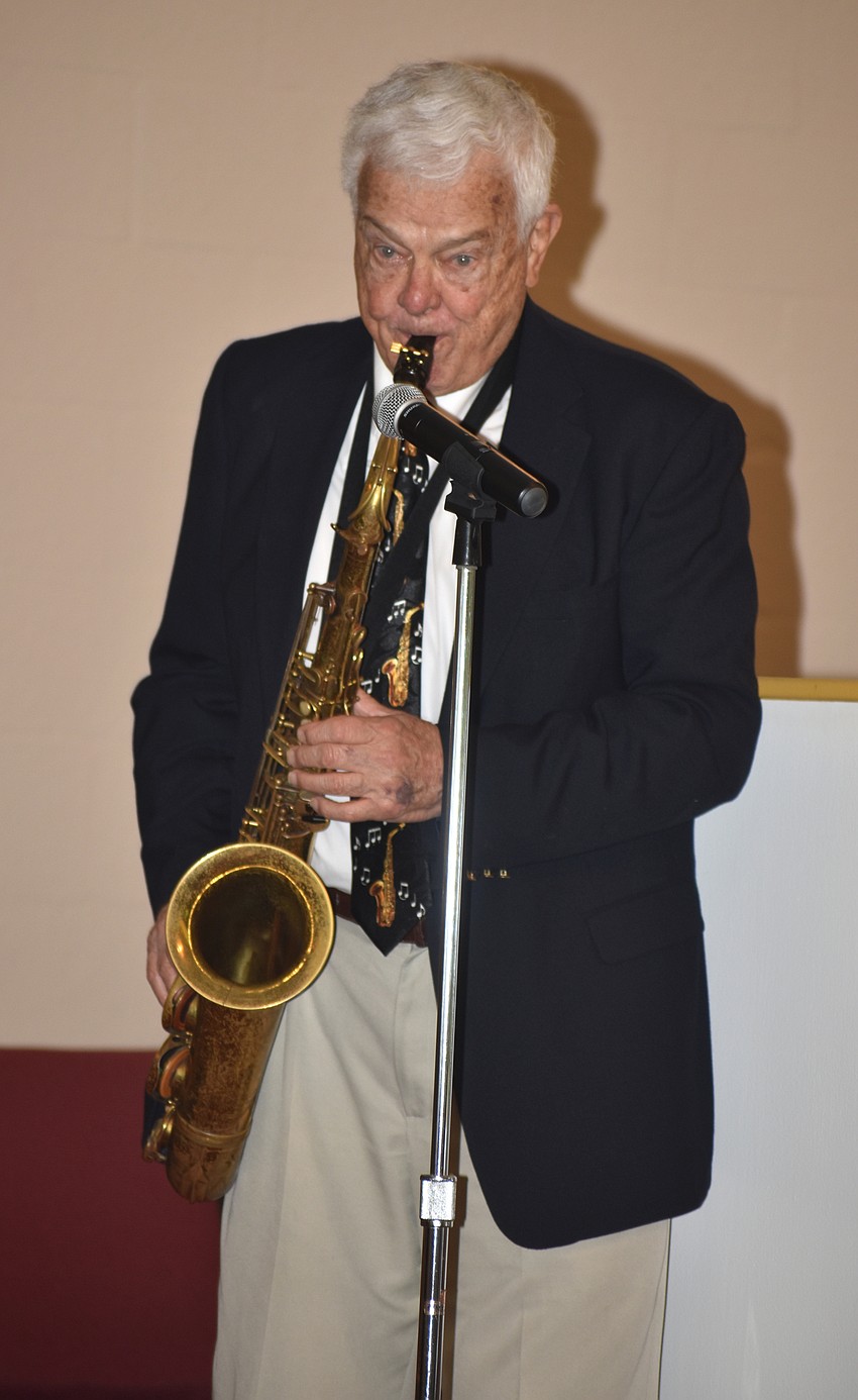 Tony Swain performs during the Jazz Sunday worship service.