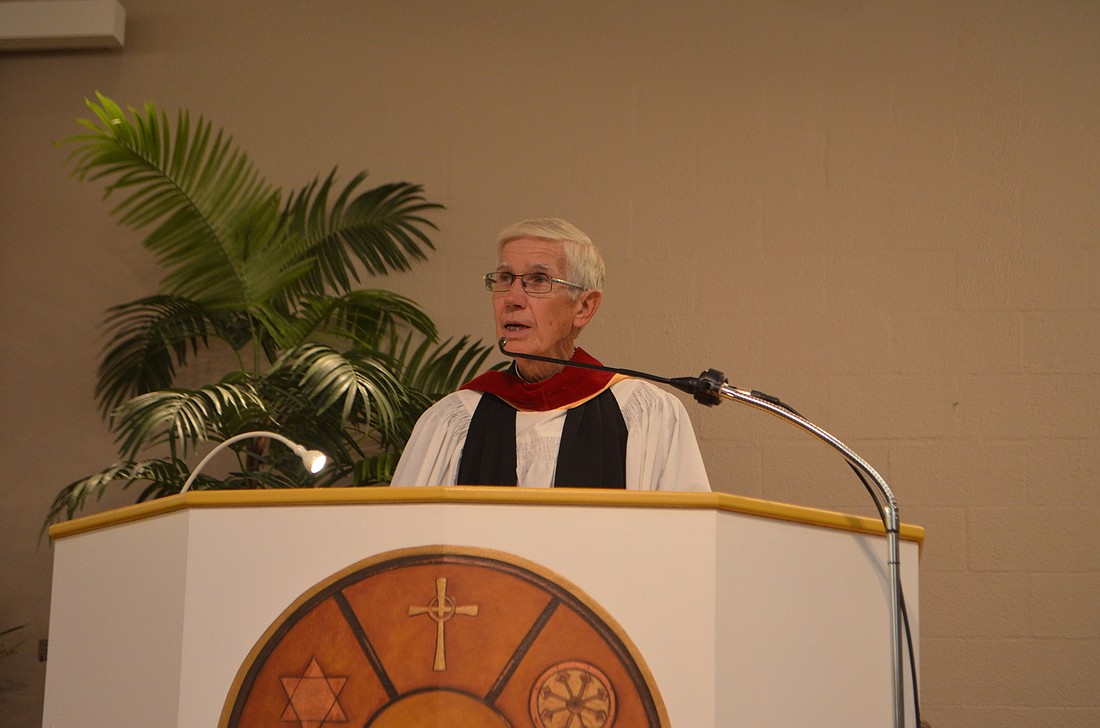 The Rev. David Danner speaks at the 2016 Thanksgiving Interfaith service.