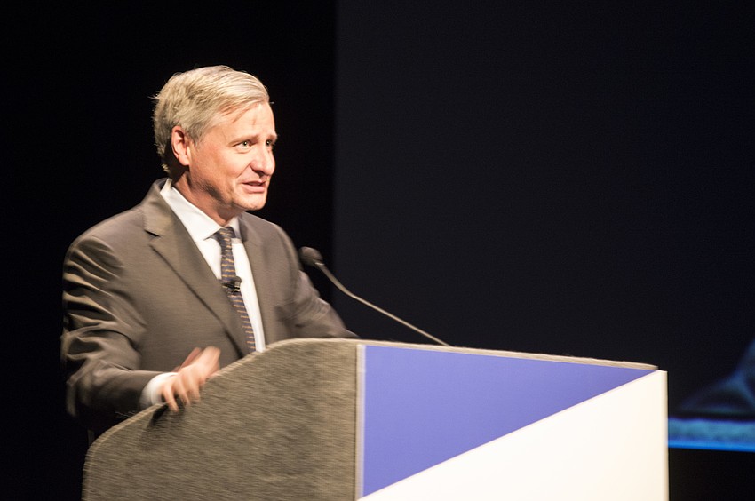 Jon Meacham speaks during the RCLA Town Hall Feb. 12.
