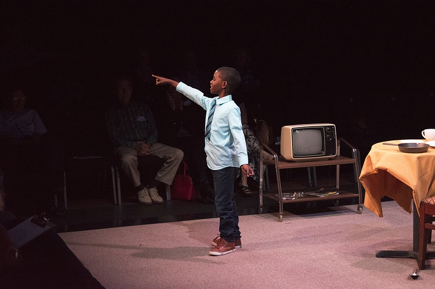 Hovan Porter, 7, performs excerpts from the upcoming production of “Raisin.”