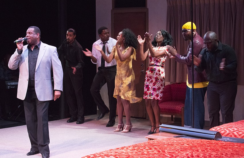 Nate Jacobs and Westcoast Black Theatre Troupe artists perform an excerpt from the upcoming production of “The Amen Corner.”