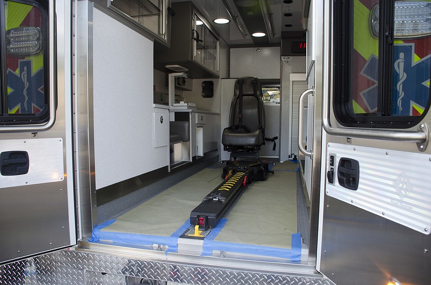 The Stryker Power Loader, the technical name for what looks like a shallow partition for the cab, is designed to extend and connect to a stretch, automatically lifting a patient into the treatment area.