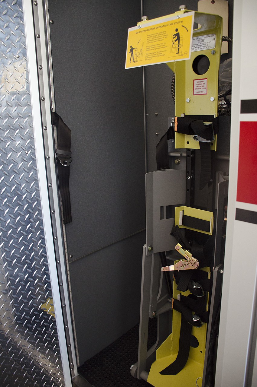 Exterior storage has also been updated, including a self-lowering oxygen tank device.