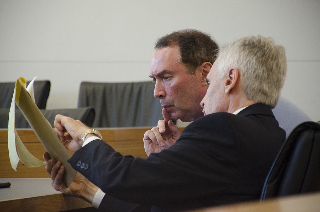 Wayne Natt (left) and his attorney, Michael Gelety, at a Nov. 21 adversarial preliminary hearing.