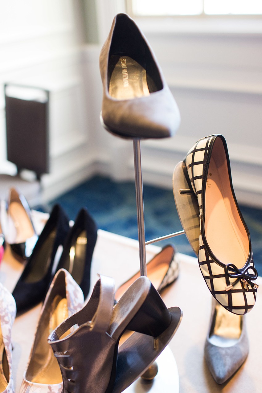 Many designer shoes were available for purchase during the shopping hour.