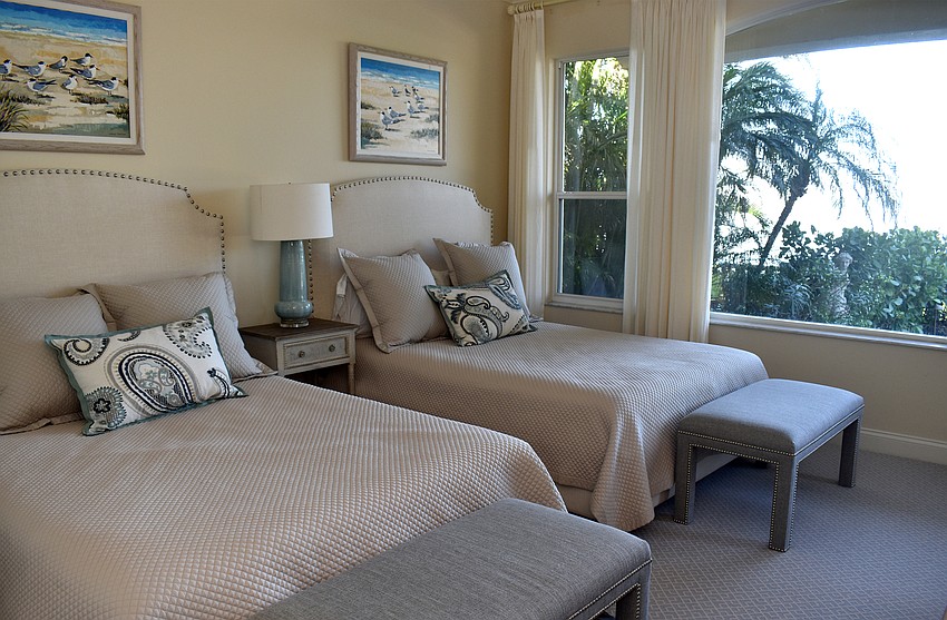 A double bedroom offers views out onto an inlet of Sarasota Bay.