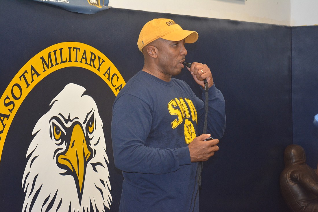 Clarence Arrington is happy to be coaching his Sarasota Military Academy wrestling team after three years at Braden River High.