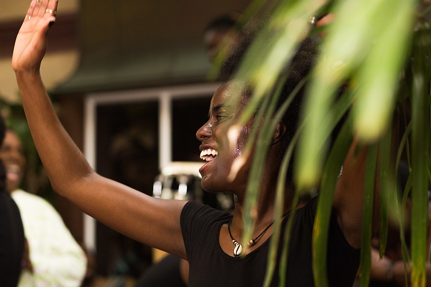 Brentney Stevens dances at Cooking For Wishes.