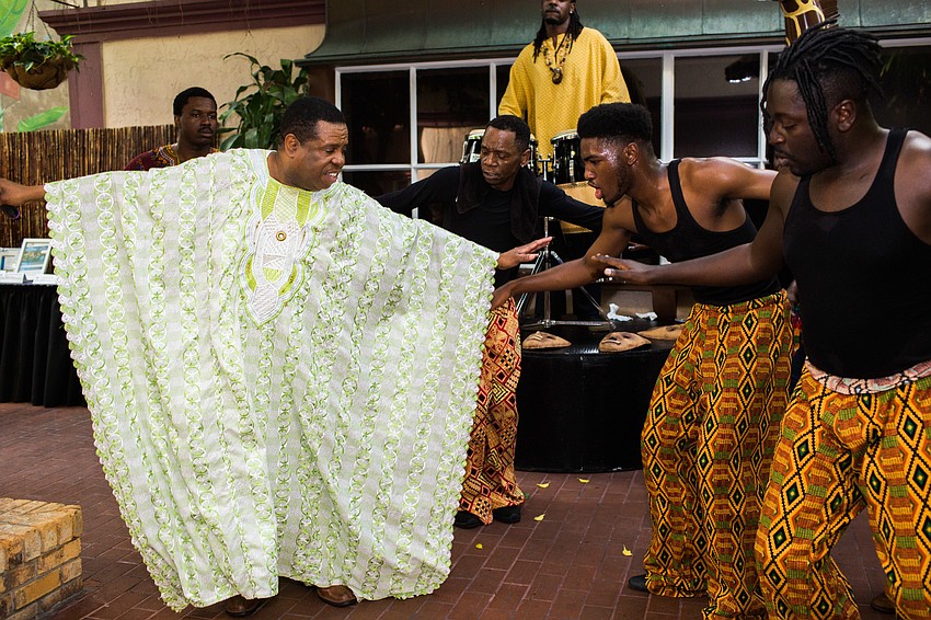 Westcoast Black Theatre Troupe Founder and Artistic Director Nate Jacobs and the WBTT dancers keep the atmosphere lively during cocktail hour.