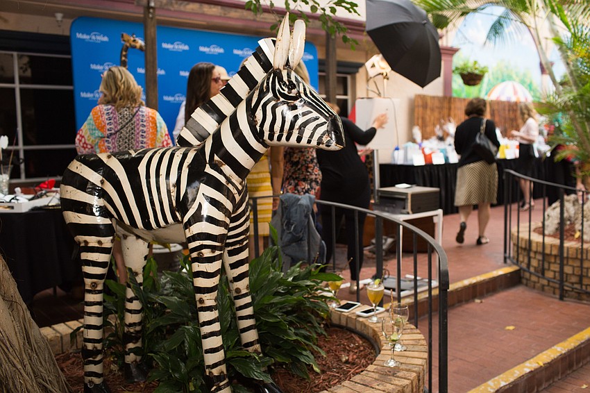 Metal African animals were placed throughout Michael's On East.