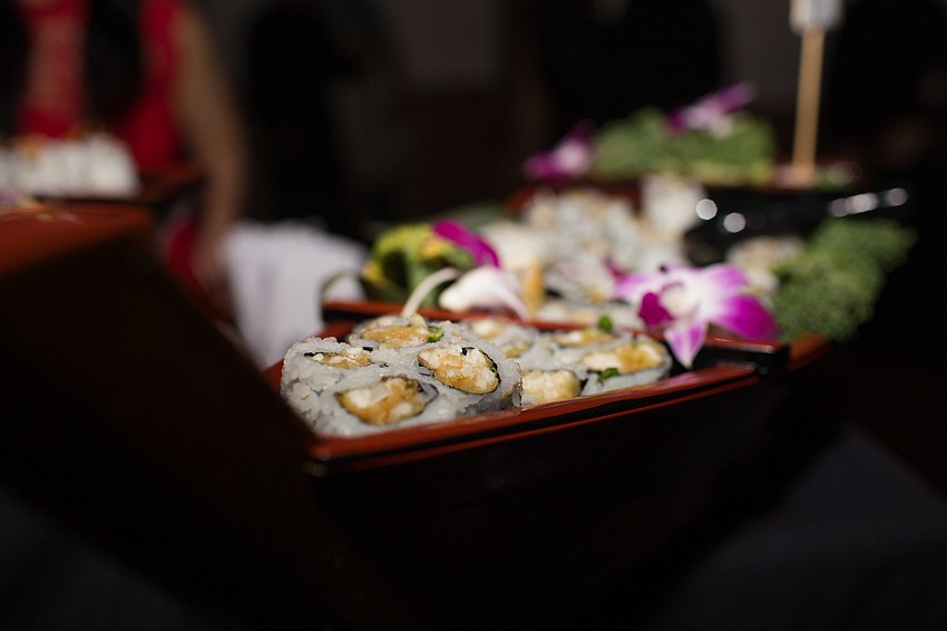 Sushi boats were available at the start of cocktail hour through the night.